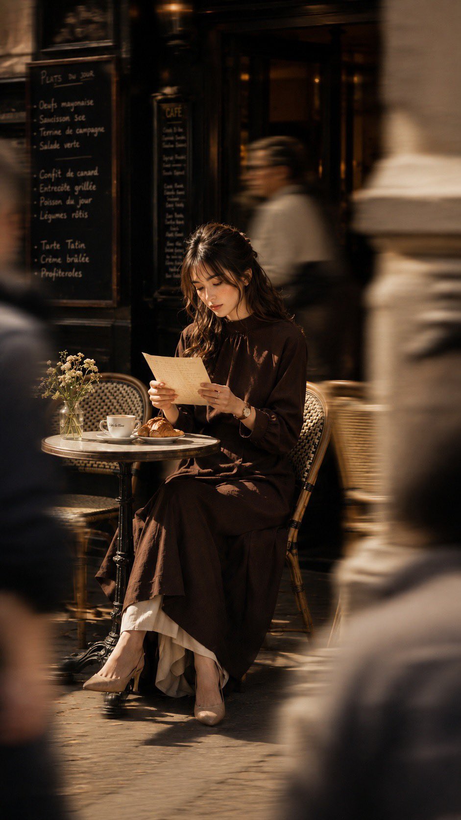 Cinematic Parisian Sidewalk Café Portrait